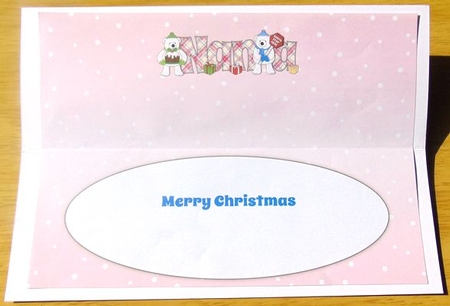 Monty Polar Bear and friend with Christmas pudding and sign NANA large dl insert by Joyce Watson