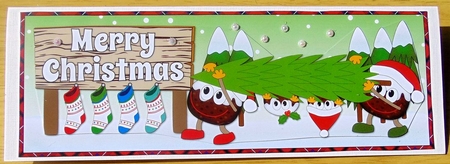 Crazy Christmas Puddings taking the Christmas tree home CHRISTMAS large dl by Joyce Watson