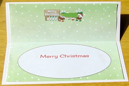 Crazy Christmas Puddings taking the Christmas tree home CHRISTMAS large dl insert by Joyce Watson