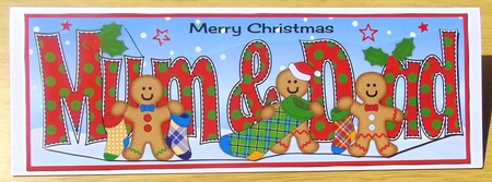 Gingerbread men with Christmas stockings MUM & DAD large dl 2 by Joyce Watson