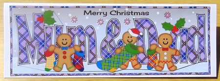 Gingerbread men with Christmas stockings MUM & DAD large dl 3 by Joyce Watson