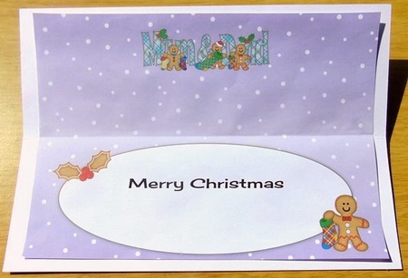 Gingerbread men with Christmas stockings MUM & DAD large dl insert by Joyce Watson