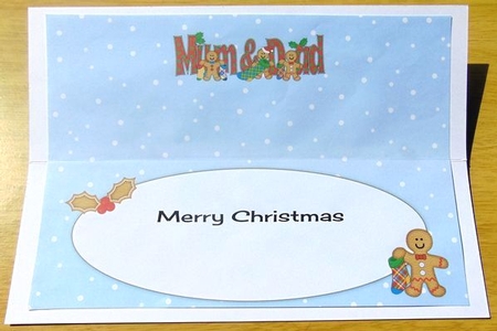 Gingerbread men with Christmas stockings MUM & DAD large dl 2 insert by Joyce Watson