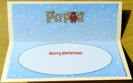 Christmas Highland Cow PAPA large dl insert by Joyce Watson