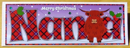 Christmas Highland Cow NANA large dl by Joyce Watson