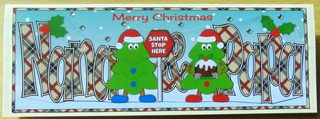 Crazy Christmas Trees with Christmas pudding & sign NANA & PAPA large dl 2 by Joyce Watson