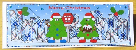 Crazy Christmas Trees with Christmas pudding & sign NANA & PAPA large dl 4 by Joyce Watson