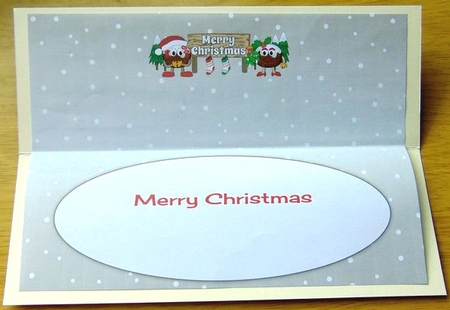Crazy Christmas Pudding Couple with Mistletoe and big sign CHRISTMAS large dl insert by Joyce Watson