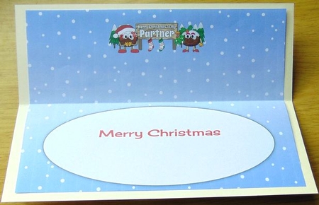 Crazy Christmas Pudding Couple with Mistletoe and big sign PARTNER large dl insert by Joyce Watson
