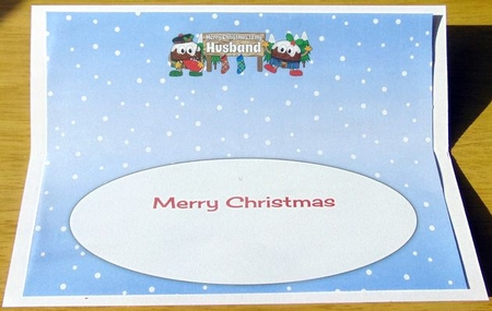 Crazy Scottish Christmas Puddings with big sign HUSBAND large dl insert by Joyce Watson