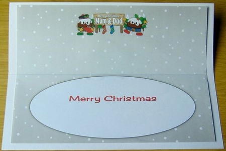 Crazy Scottish Christmas Puddings with big sign MUM & DAD large dl insert by Joyce Watson