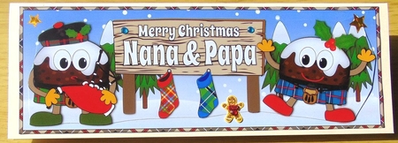 Crazy Scottish Christmas Puddings with big sign NANA & PAPA large dl by Joyce Watson