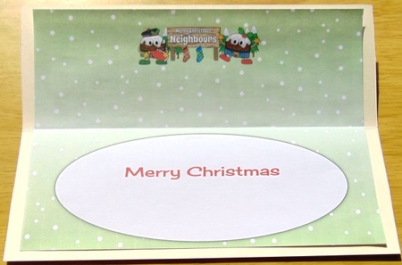 Crazy Scottish Christmas Puddings with big sign NEIGHBOURS large dl insert by Joyce Watson