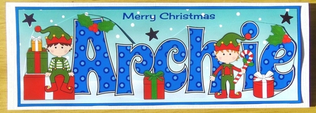 Christmas Elves with presents ARCHIE large dl by Joyce Watson