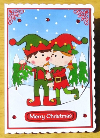 Christmas Elves with Mistletoe quick decoupage by Joyce Watson