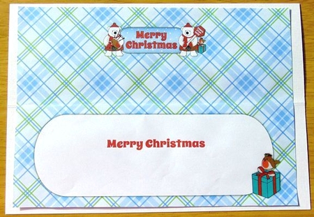 Monty Polar Bear and friend Merry Christmas large dl insert by Joyce Watson