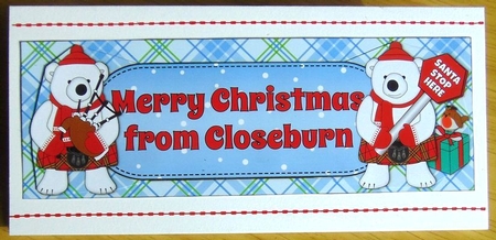 Monty Polar Bear and friend Merry Christmas from CLOSEBURN large dl by Joyce Watson