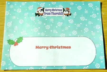 Christmas Freddie and Daisy French Bulldogs Merry Christmas from THORNHILL large dl insert by Joyce Watson