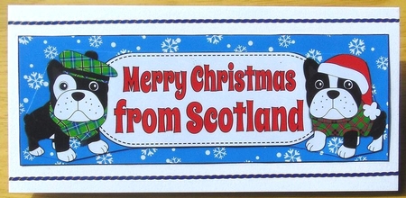 Christmas Freddie and friend French Bulldogs Merry Christmas from SCOTLAND large dl by Joyce Watson