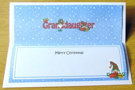 Large DL Merry Christmas GRANDDAUGHTER insert with Gnome insert by Joyce Watson