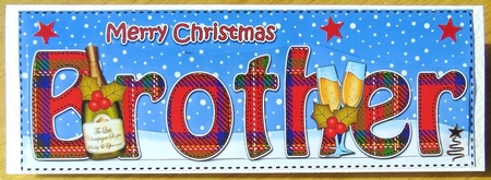 Large DL Merry Christmas BROTHER 3D decoupage with Champagne by Joyce Watson
