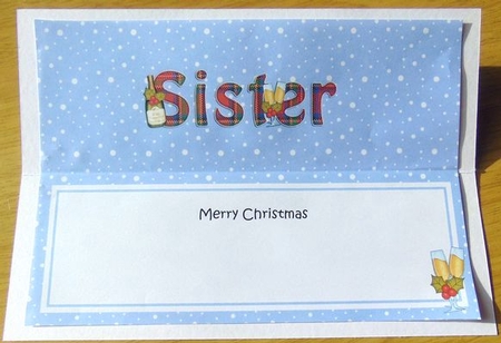 Large DL Merry Christmas SISTER insert with Champagne by Joyce Watson