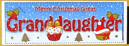 Large DL Merry Christmas GREAT GRANDDAUGHTER 3D decoupage with Cupcakes by Joyce Watson