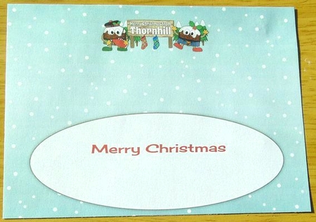 Crazy Scottish Christmas Puddings with big sign THORNHILL large dl insert by Joyce Watson