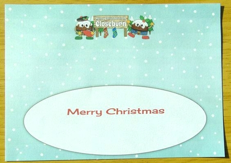 Crazy Scottish Christmas Puddings with big sign CLOSEBURN large dl insert by Joyce Watson