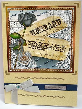 Grey Rose Birthday Husband Definition 4 Corner Stacker by Joyce Watson