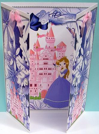 Pretty Princess in Purple Dress, with Pink Castle, Gatefold by Joyce Watson