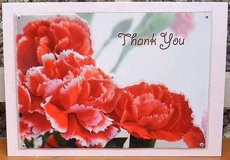 Carnations Card Front Plus - Thank You by Joyce Watson
