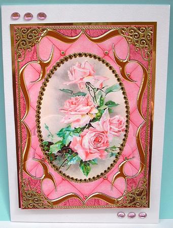 Pink Roses Fancy Bracket 7x5in Scalloped Bottom Stacker by Joyce Watson