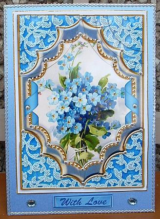 Forget-me-knots Diamond 7x5in All 4 Corner Stacker by Joyce Watson