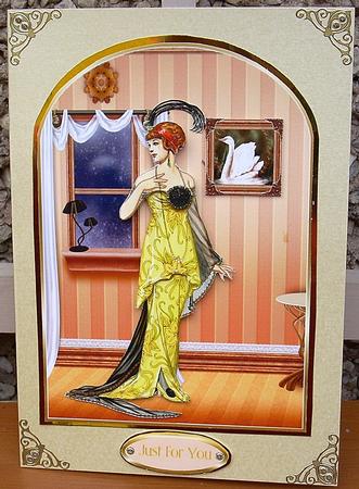 Vintage Lady on Arch Shaped Cardfront by Joyce Watson