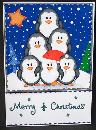 Penguin Tree Felties Scallop Corner Side Stacker Topper by Joyce Watson