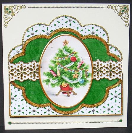 Christmas Tree Em Anglaise Scallop Bottom Stacker by Joyce Watson