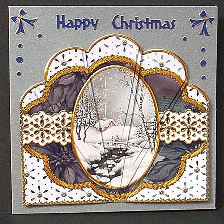 Winter Walk Embroidery Anglaise Scallop Deco Stacker by Joyce Watson