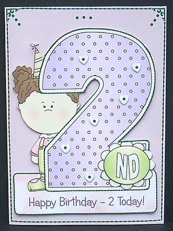 Girl's Second Birthday - Shaped Card with Decoupage by Joyce Watson