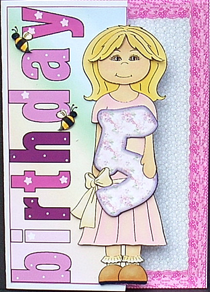 Birthday Girl Age Five Over the Side Decoupage by Joyce Watson