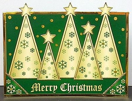 Snowflakes Christmas Trees Over the Edge Green by Joyce Watson
