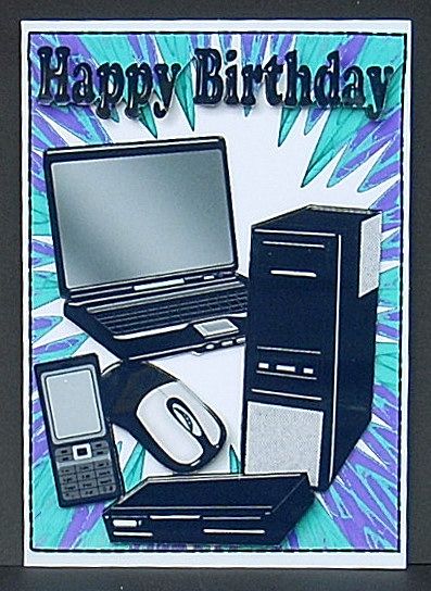Purple/turquiose, Computer Etc A4 by Joyce Watson
