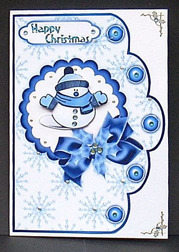 Christmas Snowflakes in Blue- Scallop Edge Card Fronts by Joyce Watson