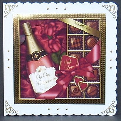 8x8 Wife Anniversary Champers, Chocs N Roses Scalloped Toppe by Joyce Watson