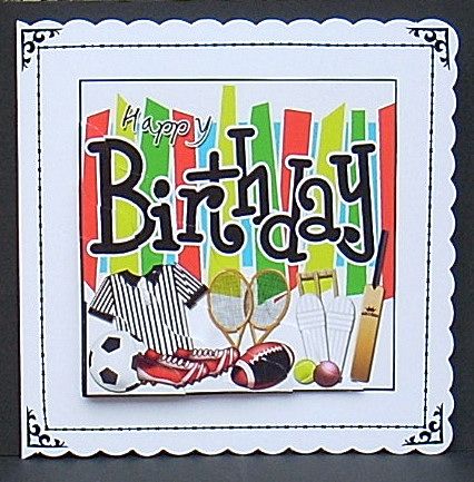 Birthday Sports N Games Wavy Corner Side Stacker Topper by Joyce Watson