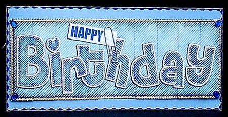 Dl Happy Birthday Denim Felties Side Stacker Topper by Joyce Watson