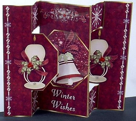 Christmas Candles 'n Bells Octagon Cut and Fold Quick Card by Joyce Watson