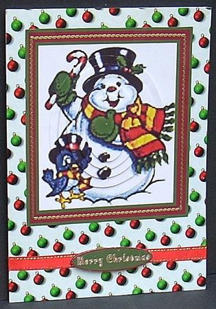 Jolly Snowman Pyramid Card Front by Joyce Watson