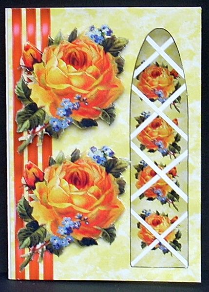 Vintage Orange Rose - Side Trellis Card by Joyce Watson