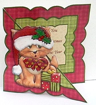Purrfect Christmas All in One Over the Edge Card by Joyce Watson